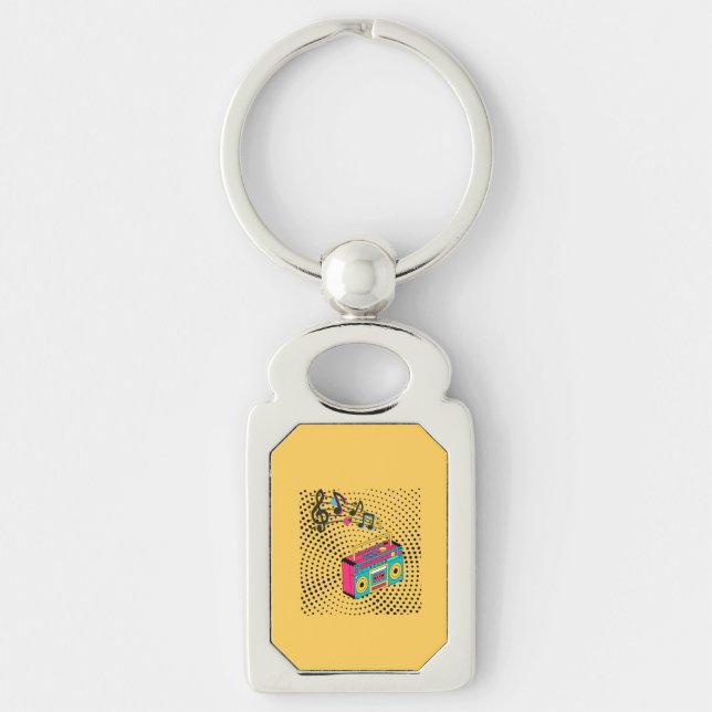 Retro audio boombox. keychain (Front)