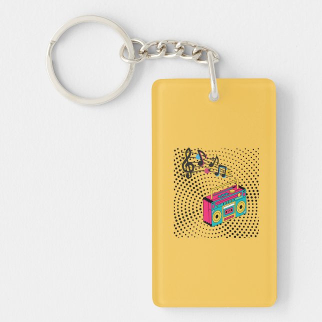 Retro audio boombox. keychain (Front)