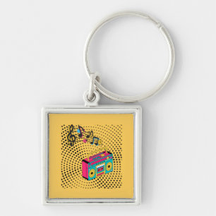Retro audio boombox. keychain