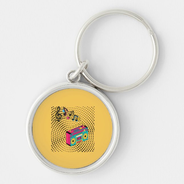Retro audio boombox. keychain (Front)