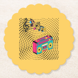 Retro audio boombox. paper coaster