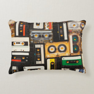 Retro audio cassette tape accent pillow