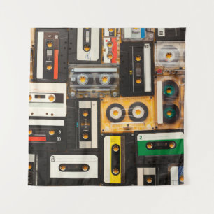 Retro audio cassette tape tapestry