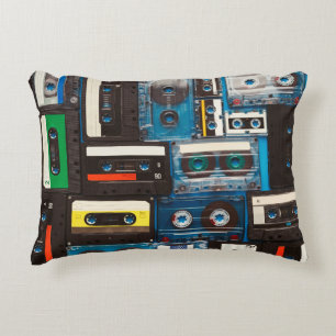 Retro audio cassette tapes accent pillow