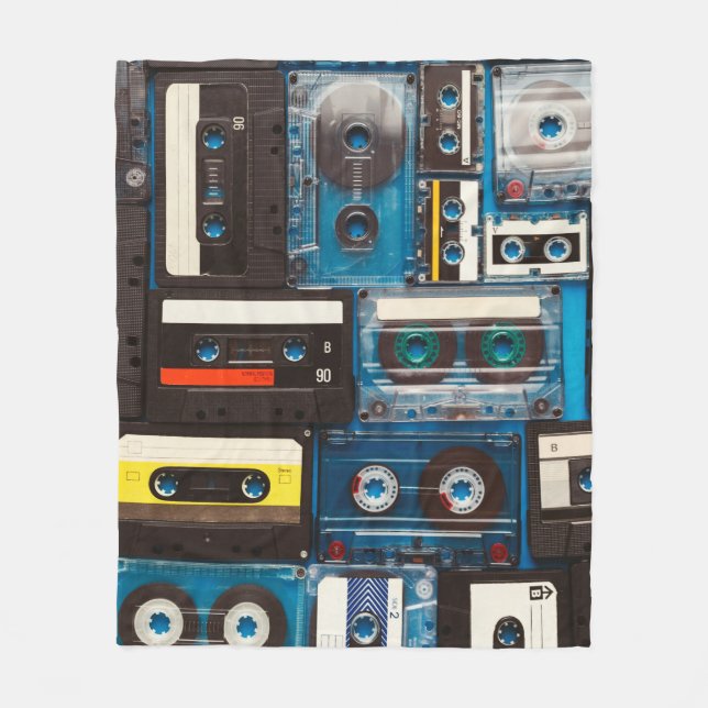 Retro audio cassette tapes fleece blanket (Front)