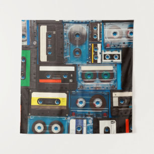 Retro audio cassette tapes tapestry
