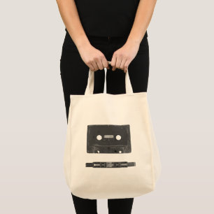 Retro audio cassette tote bag