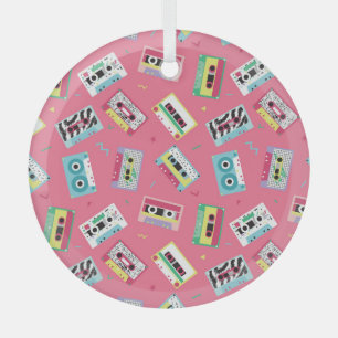Retro Audio Tapes: 80s Style. Glass Ornament