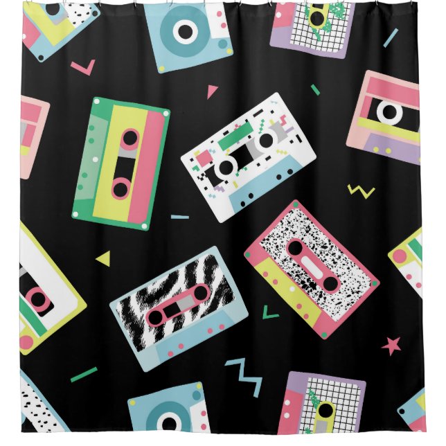 Retro audio tapes, 80s style pattern. (Front)