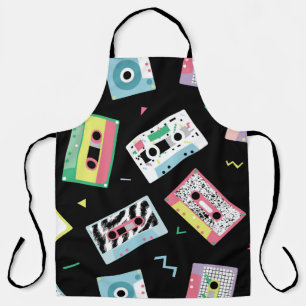 Retro audio tapes, 80s style pattern. apron