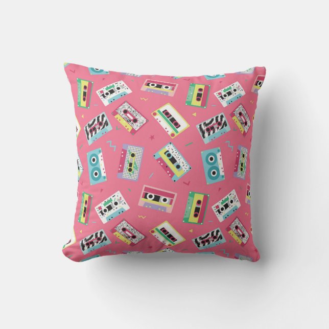 Retro Audio Tapes: 80s Style. Throw Pillow (Front)