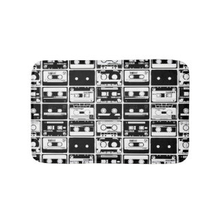 Retro audio tapes, old-fashioned pattern. bath mat