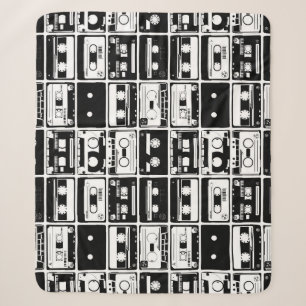Retro audio tapes, old-fashioned pattern. sherpa blanket