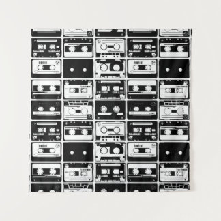 Retro audio tapes, old-fashioned pattern. tapestry
