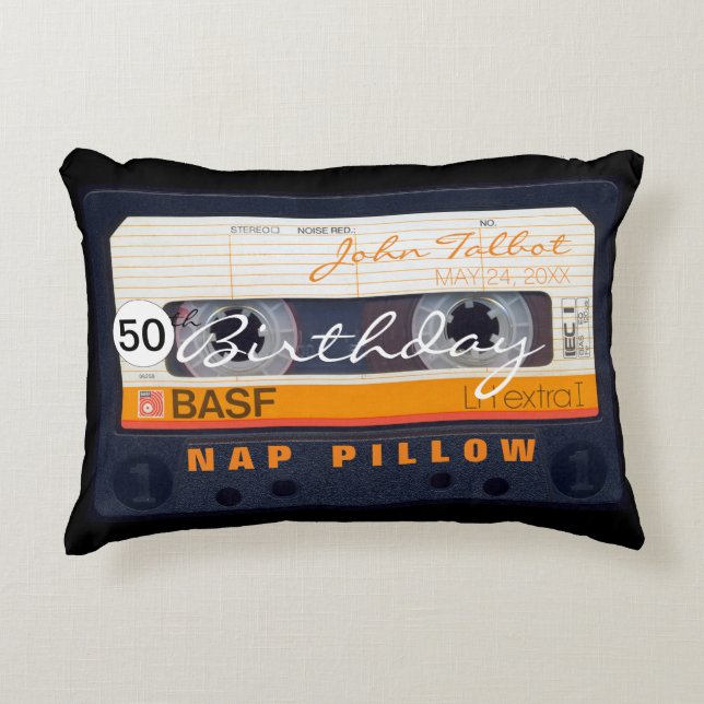Retro Audiotape 50th birthday personalized Accent Accent Pillow (Front)