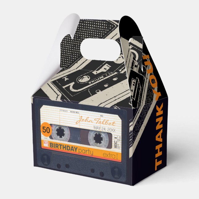 Retro Audiotape 50th Birthday Thank You GFB Favor Box (Front Side)