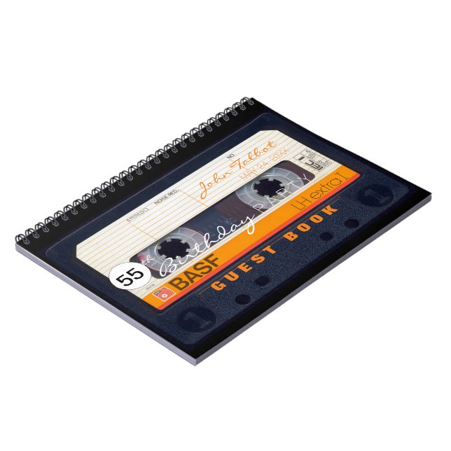 Retro Audiotape 55th birthday Guest Book (Left Side)