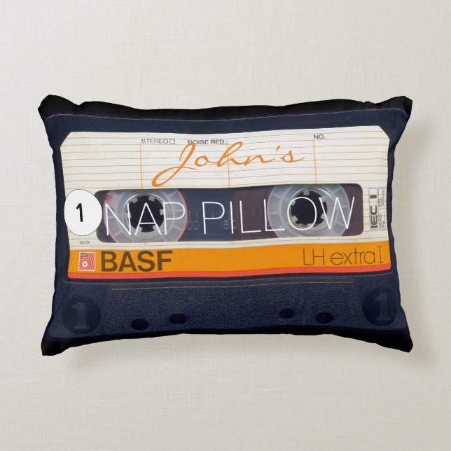 Retro Audiotape Cassette 80s personalized Accent P Pillow (Front)