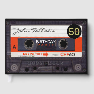 Retro Audiotape S 50th birthday Party HCGB2 Guest Book