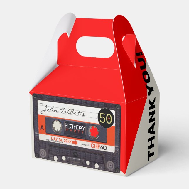 Retro Audiotape S 50th birthday Thank You GFB Favor Box (Front Side)