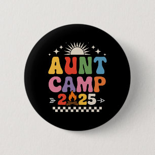 Retro Aunt Camp 2025 Family Vacation Summer Campin 2 Inch Round Button