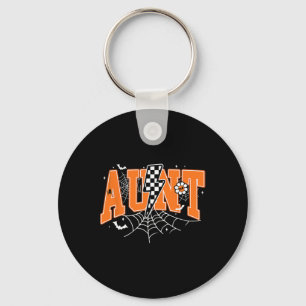 Retro Aunt Lightning Bolt Halloween Spider Web Fal Keychain