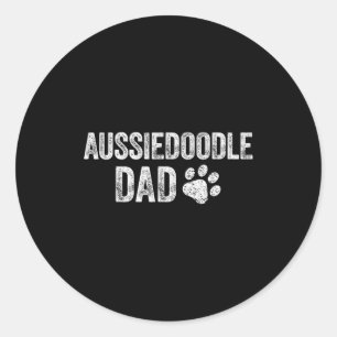 Retro Aussiedoodle Dad Papa Father's Day Aussie Do Classic Round Sticker