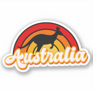 Retro Australia Kangaroo Silhouette Sunset