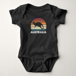 Retro Australian Animal jumping Kangaroo Baby Bodysuit