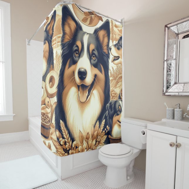 Retro Australian Shepherd Illustration (In Situ)