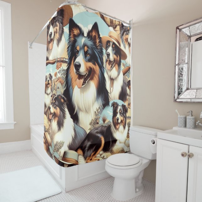 Retro Australian Shepherd Seamless Painting (In Situ)