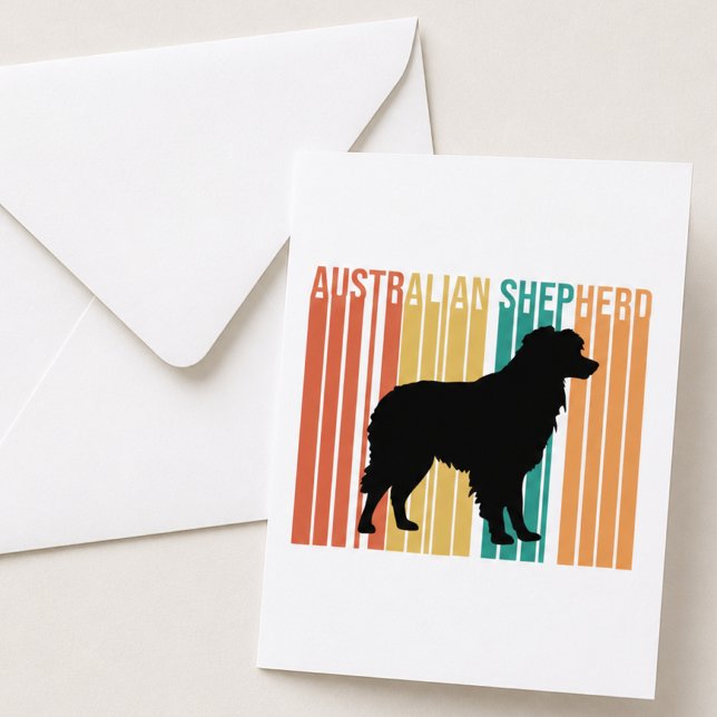 Retro Australian Shepherd Silhouette  Card (retro aussie shep with envelope)