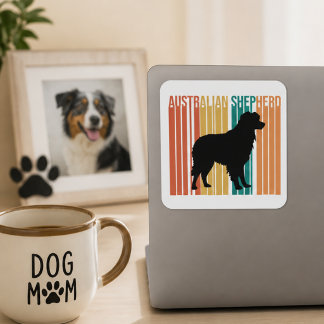 Retro Australian Shepherd Silhouette  Square Sticker