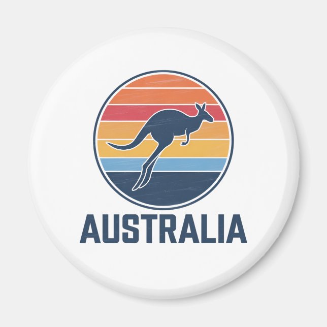 Retro Australian Sunset  Animal jumping Kangaroo Magnet (Front)