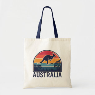 Retro Australian Sunset Animal jumping Kangaroo  Tote Bag