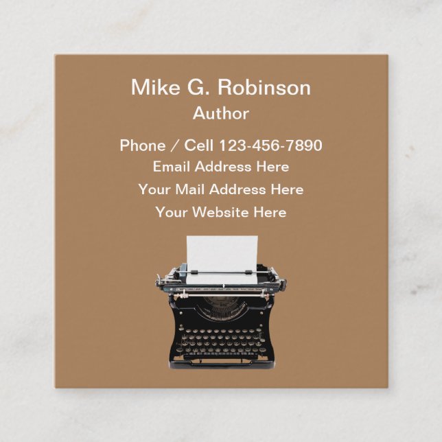 Retro Author Writer Business Cards (Front)