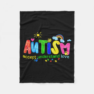 Retro Autism Accept Understand Love to Be Fleece Blanket