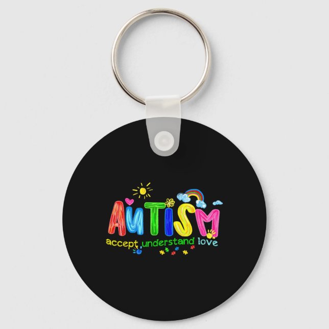 Retro Autism Accept Understand Love to Be Keychain (Front)