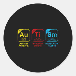 Retro Autism Awareness Day Funny Elements Periodic Classic Round Sticker