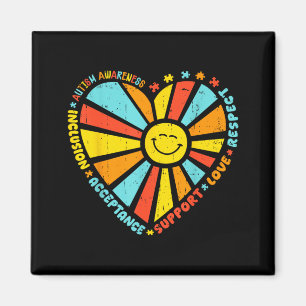 Retro Autism Awareness Shirts Men Women Kids Heart Magnet