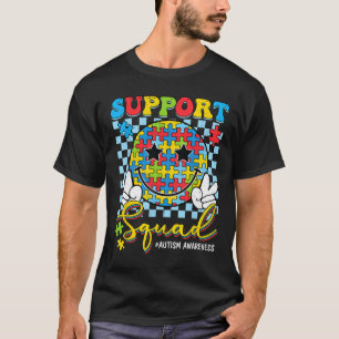 Retro Autism Awareness Support-squad Groovy Smile  T-Shirt