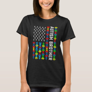 Retro Autism Awareness Usa Flag Brother Support Au T-Shirt