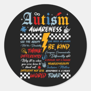Retro Autism Awareness World Tour Puzzle Piece Classic Round Sticker