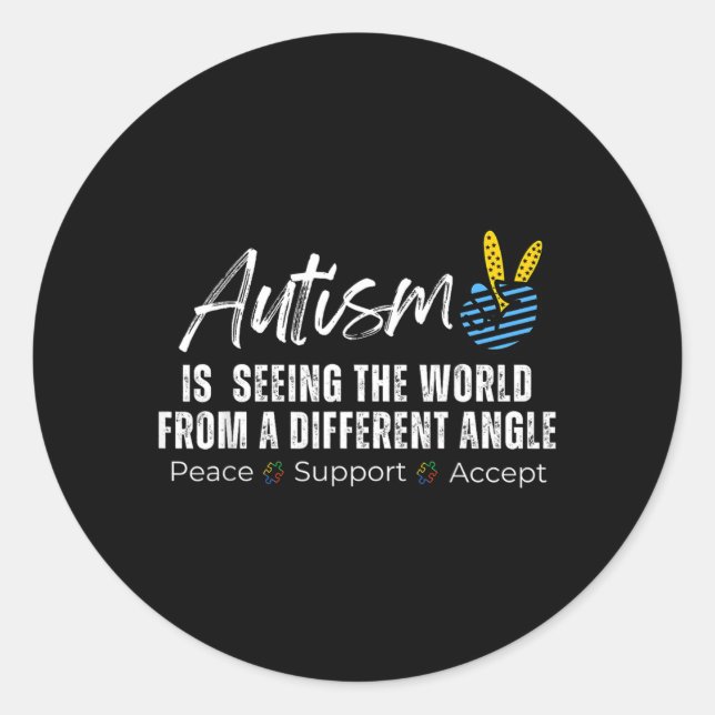 Retro Autism Different Angle Neurodiverse Classic Round Sticker (Front)