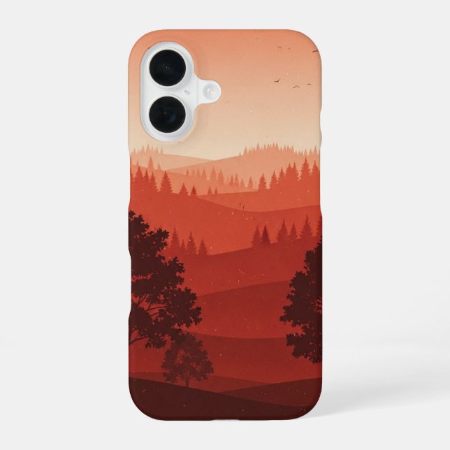 Retro Autumn Forest iPhone 16 Case (Back)