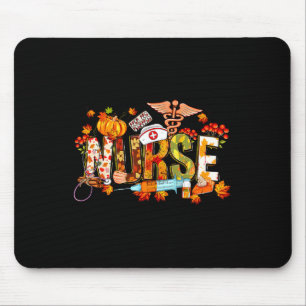 Retro Autumn Pumpkin Fall Nurse Life Thanksgiving Mouse Pad