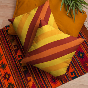 Retro Autumn Stripe for Cozy Fall Home Decor Throw Pillow