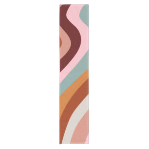 Retro autumn swirls short table runner