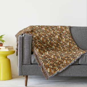 Retro Autumn Throw Blanket
