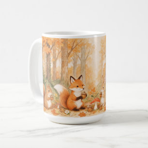 Retro Autumn Woodland Animals Gathering Coffee Mug